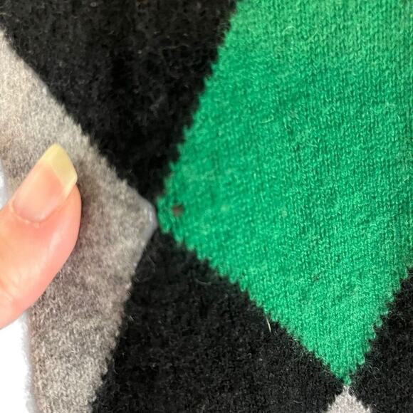 Apt. 9 Button Down Cardigan Style Sweater 100% Cashmere Argyle Print Large - Picture 4 of 5